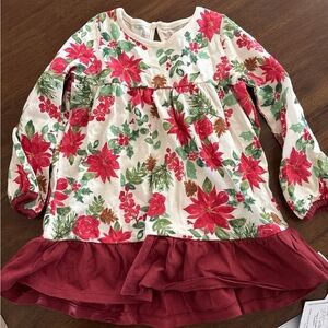 Burt's Bees Kids Floral Dress - Red and Green